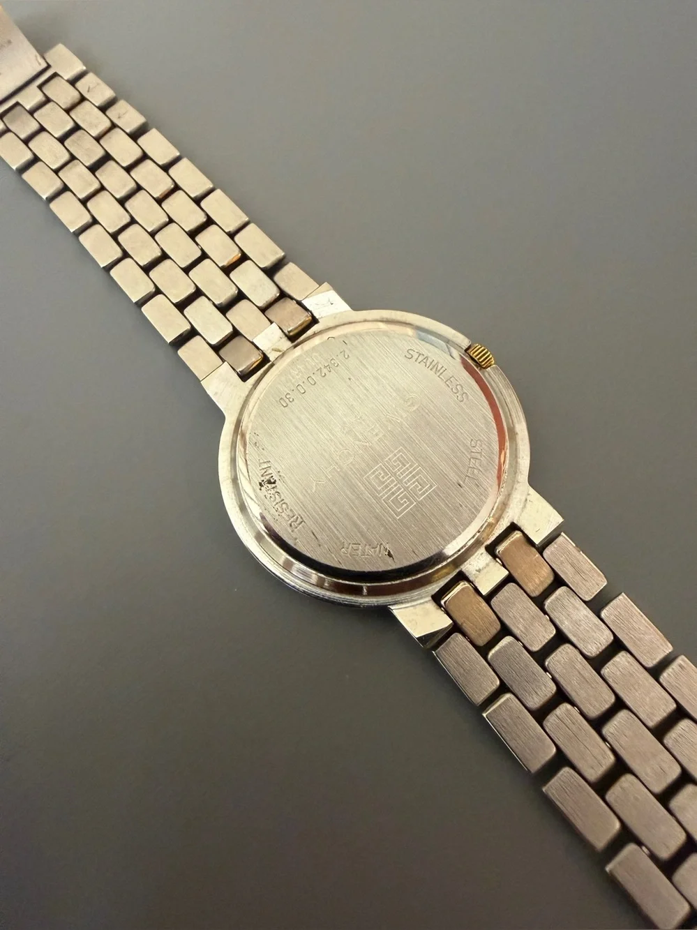 Vintage Givenchy Paris Two Tone Gold & Silver Swiss Quartz Dress Watch 32mm